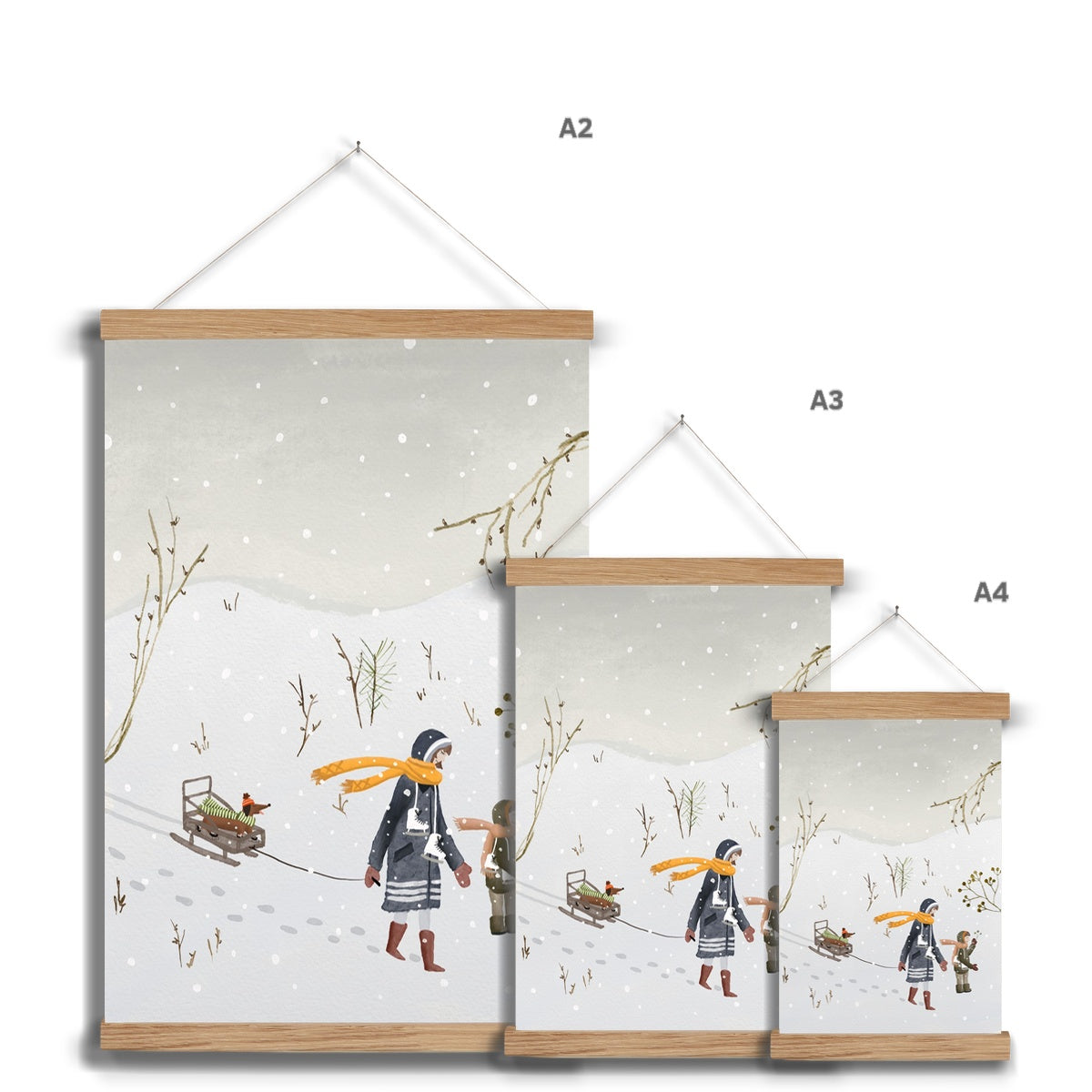 "Let's go ice skating" Art print with frame