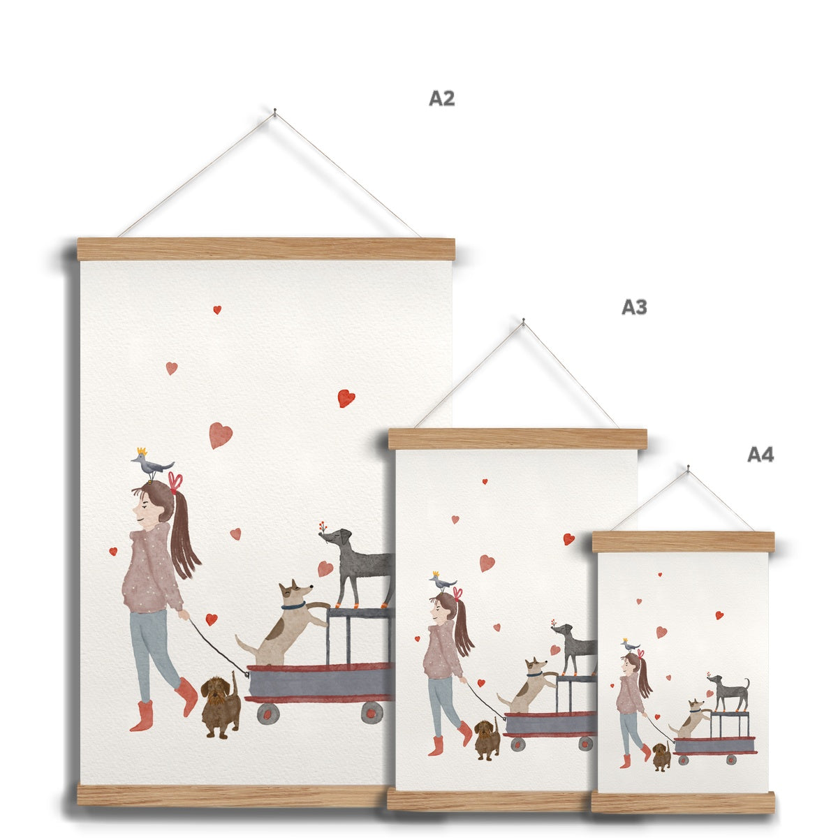 "The dog caretaker" Art print with frame