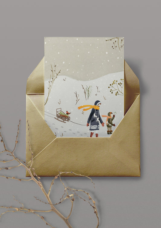 Carte de souhaits "Et si on allait patiner?"