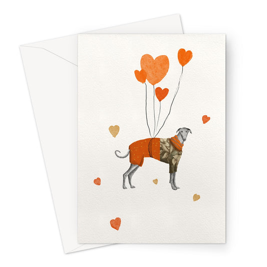 Greeting card " The greyhound with the balloons"