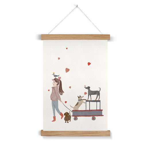 "The dog caretaker" Art print with frame