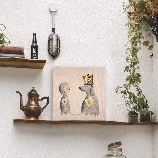 "My heart is beating for you" Woodprint