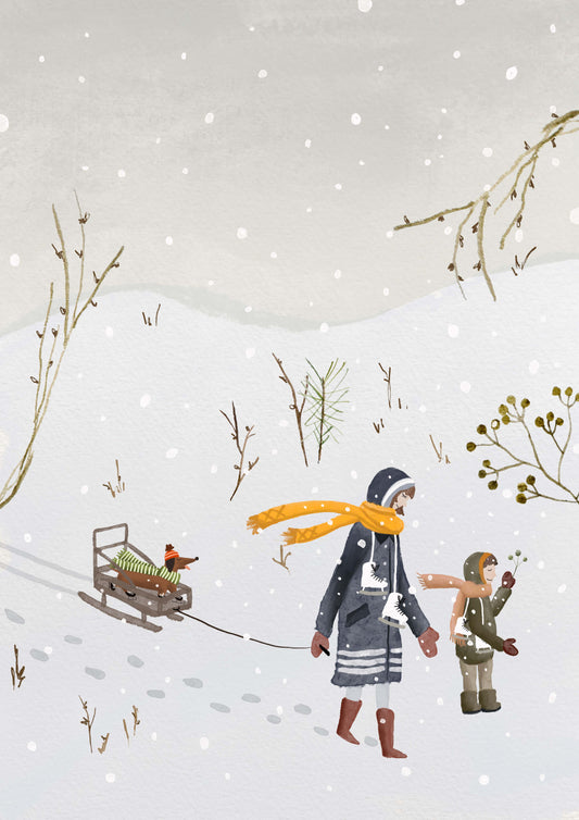 "Let's go ice skating" Art print with frame